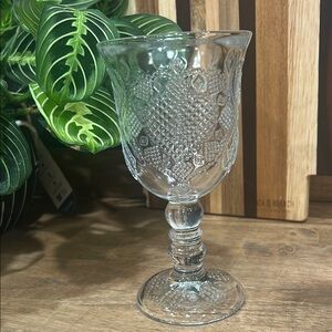 Vintage Avon Fostoria Hearts and Diamonds Clear Glass Goblet
